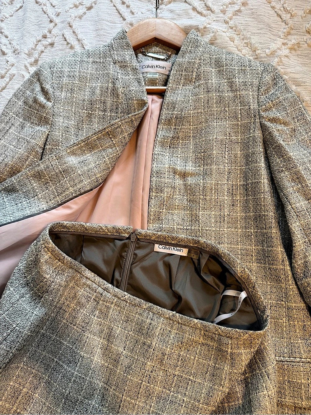Calvin Klein Women's Checkered Suit Set in Gray NWT